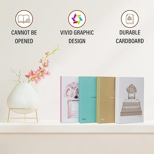 4 Pcs Decorative Books | Faux Blush Coffee Table & Shelf Decor | Empty Cardboard Boxes - No Pages Inside, They Do Not Open - Arrive Flat, You Fold Them in 2 Minutes, No Tools thumbnail 6