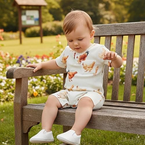 Xnqiwq Newborn Baby Boy Farm Clothes Animal Chicken Onesie Short Sleeve Romper Jumpsuit Infant Summer Western Outfit thumbnail 3
