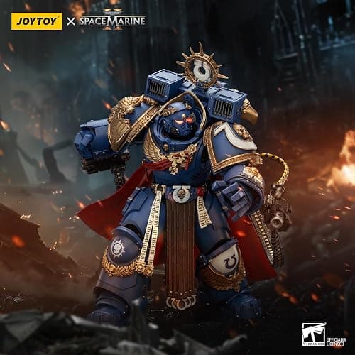 JoyToy Warhammer 40K Ultramarines Marneus Calgar, Chapter Master with MKX Gravis Armour and Gauntlets of Ultramar 1:18 Scale Action Figure Mecha Joy Toy Collection Model 5.3in thumbnail 2