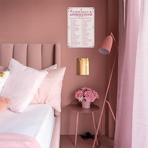 Azppan Room Decor Aesthetic A Few Daily Affirmations Motivational Wall Art Tin Metal Sign Pink Butterfly Wall Home Coffee Room Office Decor Gifts 8X12 Inches thumbnail 2