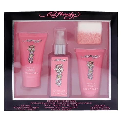 Ed Hardy 4 Pieces Gift Set for Women, (3.4 Ounce Body Mist + 1.7 Ounce Body Lotion + 1.7 Ounce Body Wash + 2.65 Ounce Shower Steamer) thumbnail 6