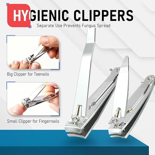 FiriKer Nail Clippers with Nail File, Fingernail Clipper, Toe Nail Clippers | 2PCS Nail Clipper Set (Silver), Large for Toenails, Small for Fingernails, Used Separately, Ideal Gift for Men and Women thumbnail 7