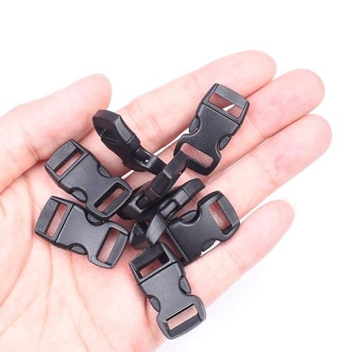 CooBigo 100 Pack 3/8 Inch Curved Contoured Paracord Bracelet Clips Plastic Quick Side Release Buckles for Paracord Bracelets Clasps Masks Dog Collar Straps Accessories thumbnail 4