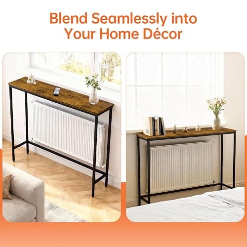 Radiator Shelf, Radiator Topper Cover Shelf, Wood Heat Deflector Shelfs in Rustic Brown and Black, Improves Warm Air Circulation, Protects Wall and Adds Storage, Easy to Install (9.5x29.5x29.5inch) thumbnail 7