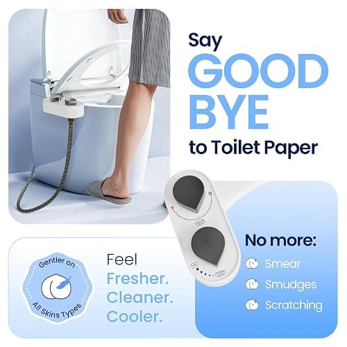 CLEAR REAR Bidet Attachment for Toilet Seat - Non-Electric with Self Cleaning Nozzles, Leak Proof Connectors, Adjustable Water Spray, Rear & Feminine Wash - Hygienic Bathroom Upgrades (White) thumbnail 5