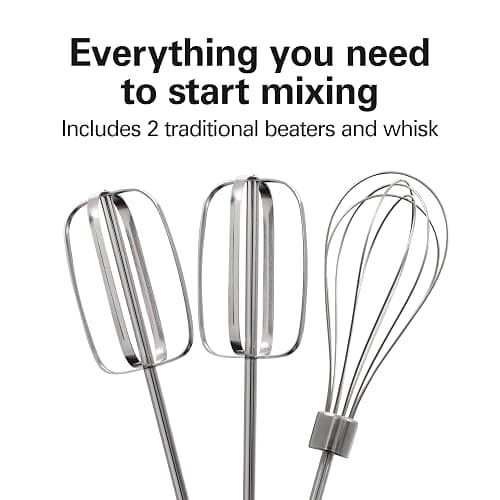 Hamilton Beach 6-Speed Electric Hand Mixer with Whisk, Traditional Beaters, Snap-On Storage Case, 250 Watts, White thumbnail 6