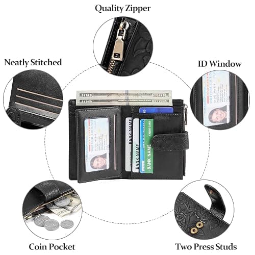 GAEKEAO Womens Wallet Small Vegan Leather RFID Blocking Bifold Zipper Pocket Wallet Card Case Purse with ID Window thumbnail 4