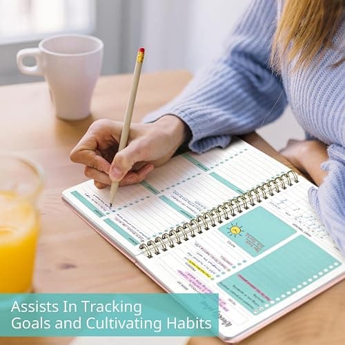 Undated Weekly Planner, Weekly To Do List Notebook with Goal & Habit Tracker Organizer, A5 Weekly Planner Notebook with Spiral Binding, 6.1" x 8.2" - Rosy thumbnail 6