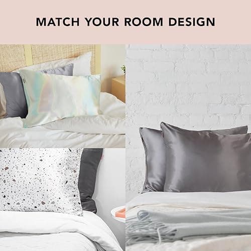 Kitsch Satin Pillowcase with Zipper for Hair & Skin, Softer Than Silk Pillow Cases Queen, Wrinkle-Free, Smooth and Cooling Satin Pillow Covers, Standard Size 19"x26" - Charcoal thumbnail 5