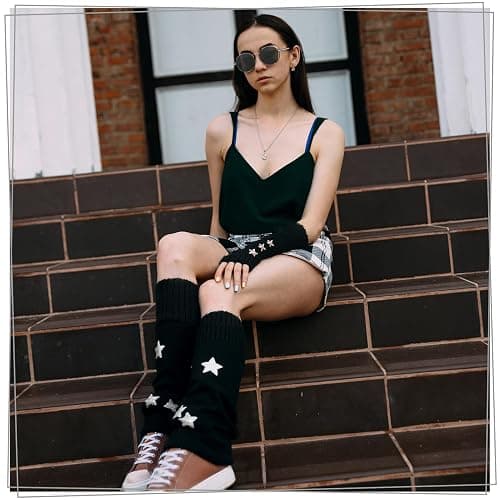 Jspupifip Y2K Leg Warmers for Women, Star Streetwear Leg Cover Retro Stretchy Arm Warmers for Rave Festival thumbnail 5