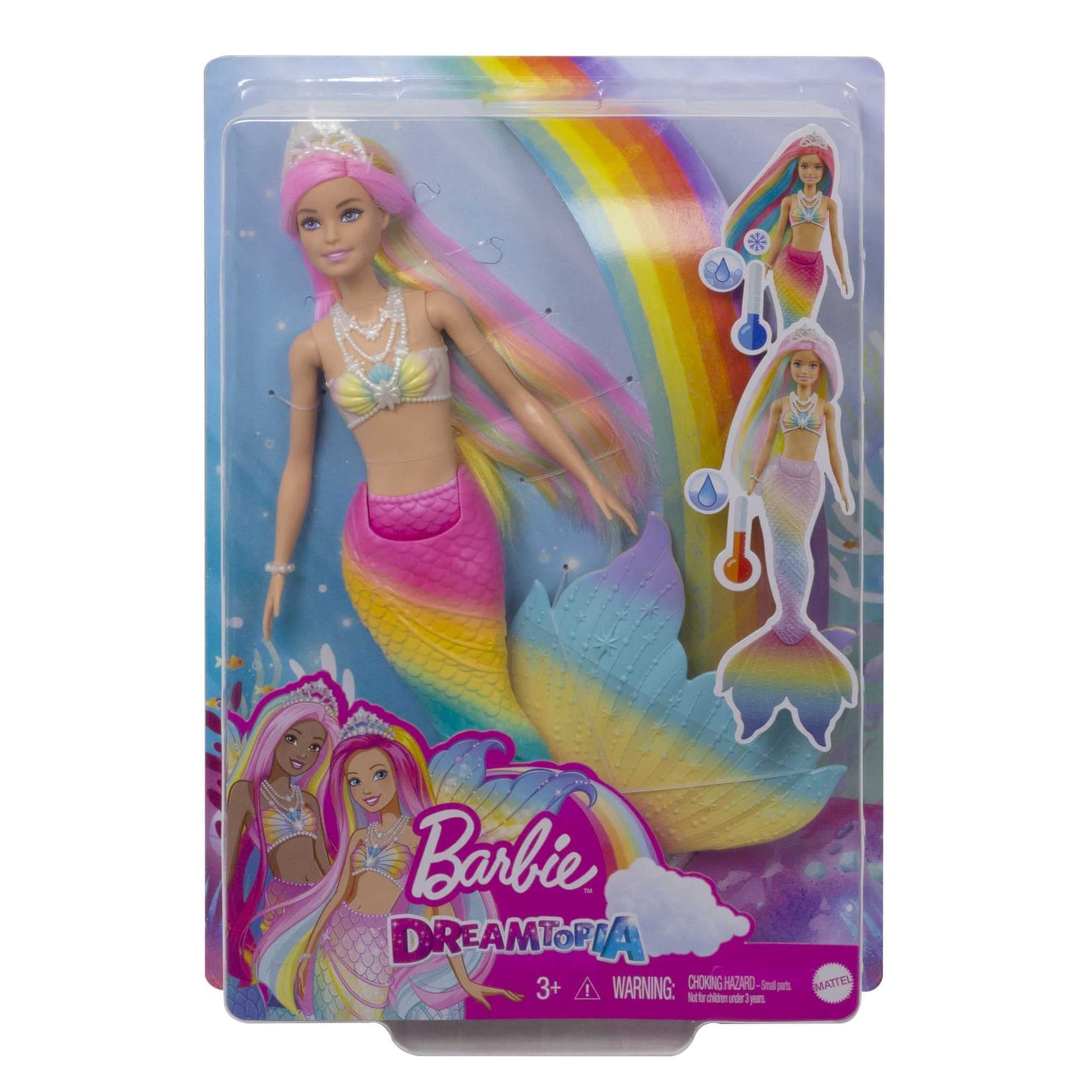 Barbie Dreamtopia Magic Rainbow Mermaid Doll with Rainbow Hair Changing Colour to Water Gift for Kids 3-7 Years GTF89 thumbnail 6