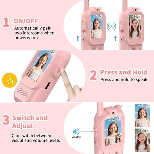 BlueFire Kids Walkie Talkies with Video – Screen Display Toy Radios with Voice Effects, One-on-One Pairing, Long Range – Birthday Toys Gifts for Boys & Girls Ages 3–12 (Pink) thumbnail 5