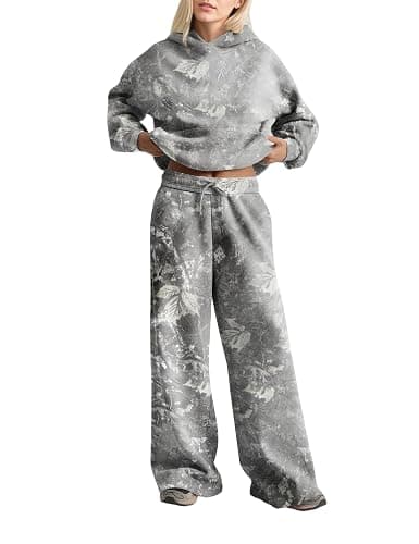Lenader Womens 2 Piece Outfits Oversized Camo Hoodie Sweatsuit Sets Fall Sweatshirt Sweatpants Lounge Matching Sweat Sets - Image 1