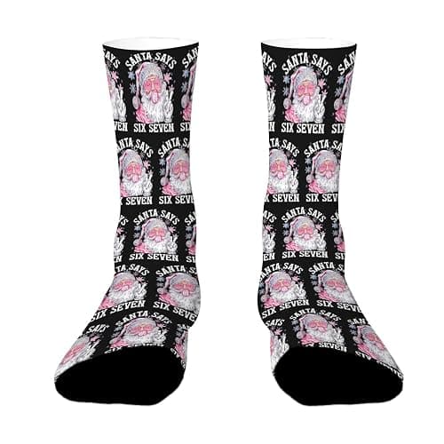 Funny Six Seven 6 7 Meme Christmas Family Xmas Santas Socks for Him thumbnail 4