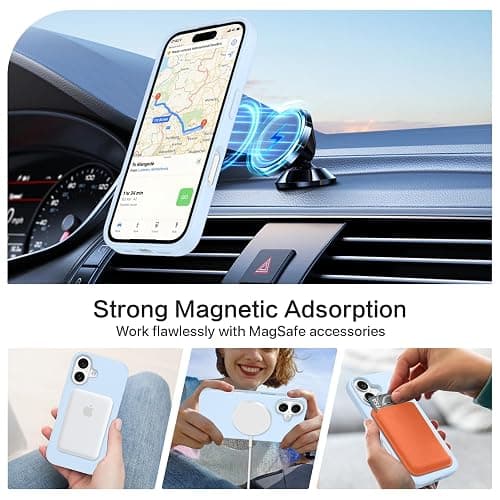 Telaso Magnetic for iPhone 16 Case, iPhone 16 Liquid Silicone Phone Case Compatible with Magsafe, with Microfiber Lining Protective Soft Anti-Scratch Slim Fit Phone Case for iPhone 16, Light Blue thumbnail 4