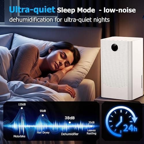 Aridite 12L/day Dehumidifier with Humidity Sensor & Display and 24-Hour Timer, 3 Dehumidification Modes, Suitable Bedrooms, Office, Basements, Continuous Draining, White thumbnail 6