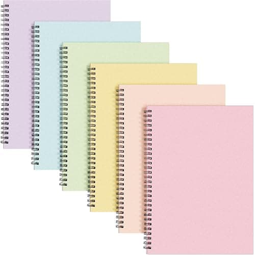 Fuutreo 6 Pack Spiral Notebook 10.5x7.45 Notebook,Macaron,Bright Colors | B5 Spiral College Ruled Notebook,140 Page Journal, Writing Kraft Cover Lined Notepad for Office School Journaling - Image 1