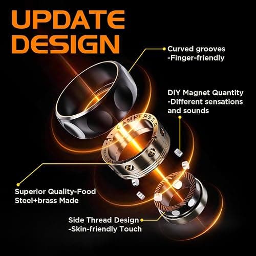 Fidget Spinner for Stress Relief – DIY Magnetic Fidget Ring with Engaging Sounds, EDC Stainless Steel Toys for Adults & Teens, Perfect for Work, Study, Waiting, Gift and Stocking Stuffer thumbnail 2