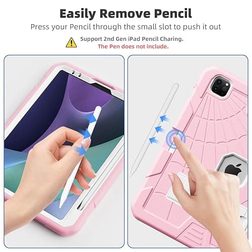 TSQQST Case for iPad Pro 11 Inch for Kids Girls with Pencil Holder | Rugged Shockproof Protective Case for iPad Pro 11 4th/3rd/2nd/1st Generation 2022 2021 2020 2018 | Pink thumbnail 4