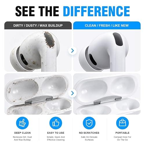 Hyashee Cleaner Kit for AirPods Pro 3/2/1, 3-in-1 Earbud Cleaning Pen with Metal Tip, Soft Brush & Flocking Sponge, Cleaning Tool for Wireless Earbuds, Charging Case, Phone, Keyboard & Electronics thumbnail 2