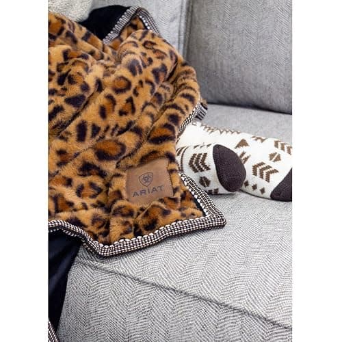 Ariat Snuggle Leopard Blanket, 50" x 60" | Lightweight Comfy Soft Cozy Warm Fluffy Throw Blanket in Beautiful Gift Box thumbnail 3