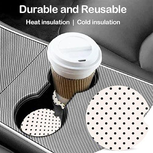 Ceramic Car Coasters – Absorbent Car Cup Holder Coaster Set for Women, Cute Aesthetic Car Accessories for Girls, 2 Pack (Dark Gray) thumbnail 3