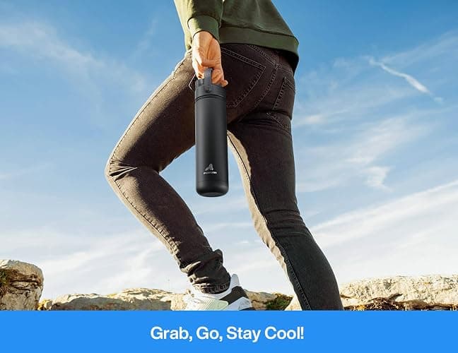 POWCAN 26 oz Insulated Water Bottle with 2-in-1 Straw and Spout Lid, Keep Cold 24H, Leak-Proof, Fits in Car Cup Holder, Stainless Steel Water Bottle for Sports, Travel, and School (Sea Breeze) thumbnail 2