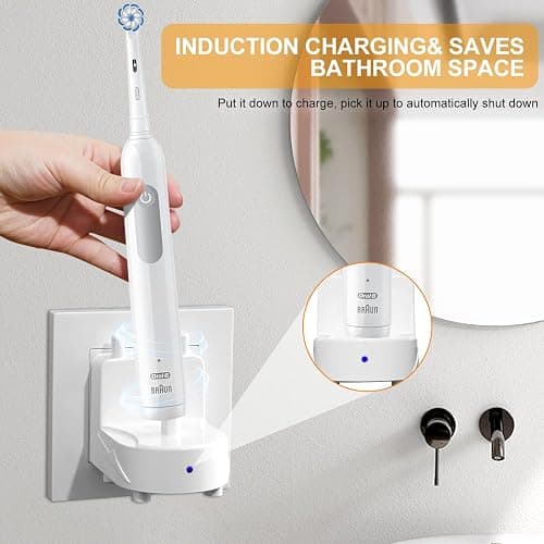 Teeteck Toothbrush Wall Charger for Braun Oral-B Electric Toothbrush,Replacement Model 3757 Wireless Charger Base-Waterproof & Portable- Ideal for Bathroom and Travel (Bright White, CA) - CA - Bright White thumbnail 3