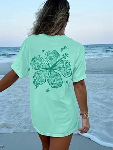 Oversized Graphic Tshirts for Women Teens Y2K Flower Short Sleeve Baggy Shirts Summer Aesthetic Beachy Coastal Tops thumbnail 3