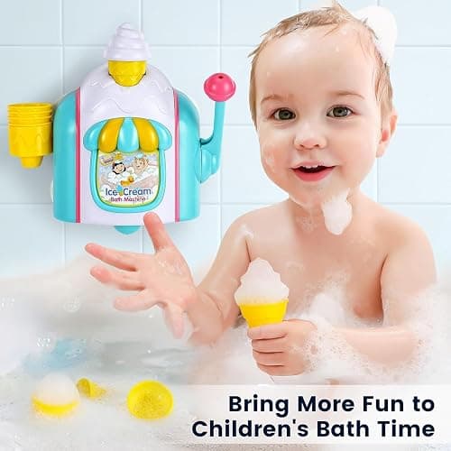 Bath Toys, Bubble Ice Cream Bath Machine Toy with Snap Buttons Not Fall, Bathtub Toys for Toddlers 1-3, Bubble Machine Toys Age 3 4 5 Year Old Girls Boys Holiday Birthday Shower Gifts thumbnail 2