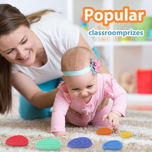 Fidget Toys Sensory Stone for Kids:Textured Soft Worry Stone for Autism Kids Calming - Fidget Stress Toys for Students Anxiety Relief -Social Emotional Feelings Toys-Texture Sensory Fidget Toy(6Pcs) thumbnail 6