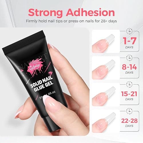 GELLAKTIK Solid Glue Gel for False Nail Tips, 30ml Gel Glue for Fake Nails Press On Nails, Nail Lamp Curing Needed, 30+Days Long Lasting thumbnail 4