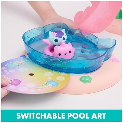 Gabby's Dollhouse, Purr-ific Pool Playset with Gabby and Mercat Figures, Color-Changing Mermaid Tails and Pool Accessories Kids Toys for Ages 3 and Up thumbnail 9