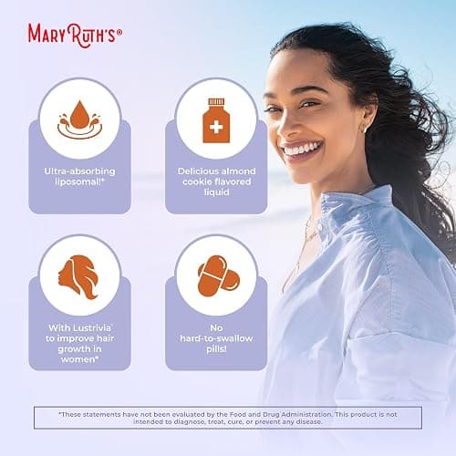 MaryRuth Organics Women's Hair Growth MAX Liposomal | with Lustriva® + Biotin 10000mcg + Pumpkin Seed Oil | Thicker Hair | Hair Care | Wrinkles, Fine Lines, Skin Care | Ages 18+ | 15.22 Fl Oz thumbnail 6