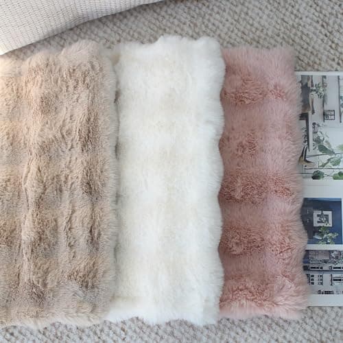 NIULAA Soft Fluffy Faux Fur Throw Pillow Covers 16x16 Cream White Set of 2 Luxury Thick Plush Cute Decorative Pillowcases for Sofa Couch Living Room thumbnail 6