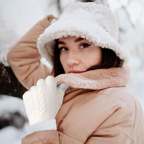 Achiou Women Winter Gloves, Touch Screen Texting Gloves, Elastic Soft Warm Knit Lined, One Size thumbnail 4