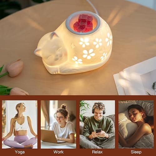 Candeldo Wax Melt Warmer Cat, Electric Wax Burner | with 2 Bulbs, Cute Decor for Home, Bedroom, Birthday Gifts for Women, Mom thumbnail 7