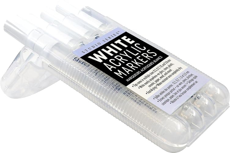 PETER PAUPER PRESS Studio Series White Acrylic Markers (set of 4 permanent markers with different tip sizes) thumbnail 2