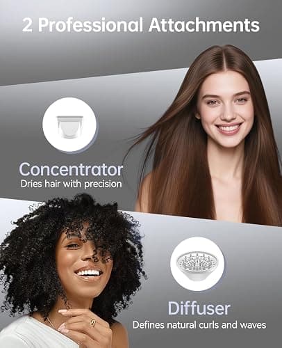 Hair Dryer with Diffuser, CONFU Blow Dryer for Curly Hair for Women Men, 21000PRM Travel Hair Dryer, Portable Lightweight Fast Drying Negative Ion Hairdryer for Home & Travel thumbnail 7