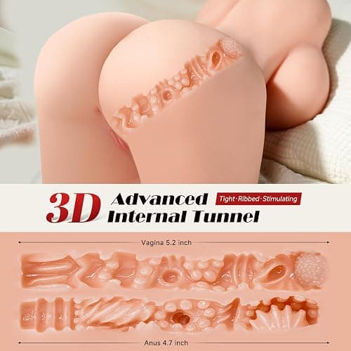 Sex Doll Male Sex Toys - baiwatt Adult Toys with 2:1 Hip-to-Waist Ratio Big Boobs & Soft Ass, Sex Dolls for Men Realistic Textured Vaginal Anal Tunnel, Pocket Pussy Male Masturbator Built-in Skeleton thumbnail 6