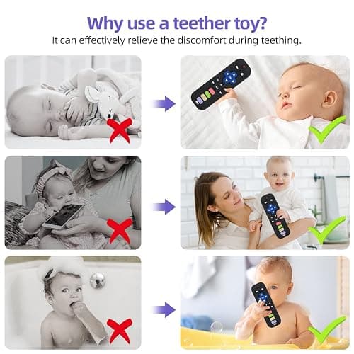 Chuya Baby Teether Toy Chew Toys for Babies 3-24 Months TV Remote Control Shape Teething Relief for Infants (Black) thumbnail 4