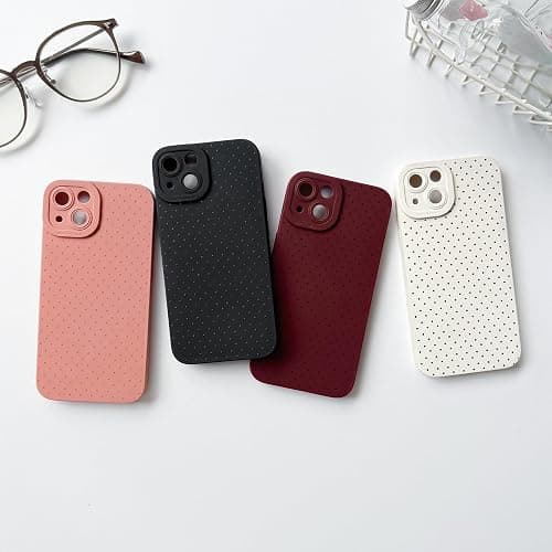 NITITOP Compatible with iPhone 15 Case Cute Aesthetic Little Polka Dots Pattern Design for Women Men Girls Soft TPU Shockproof Stylish Full Camera Protective Phone Cover - White Black thumbnail 2
