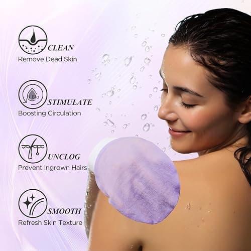 LOTTA Exfoliating Gloves 2Pcs Deep Exfoliation Mitt of 150D Shower Body Scrub Exfoliant Scrubber Glove Skin for Cleanse Dead or Dry Skin 100% Viscose Fiber Suitable for Men and Women thumbnail 2