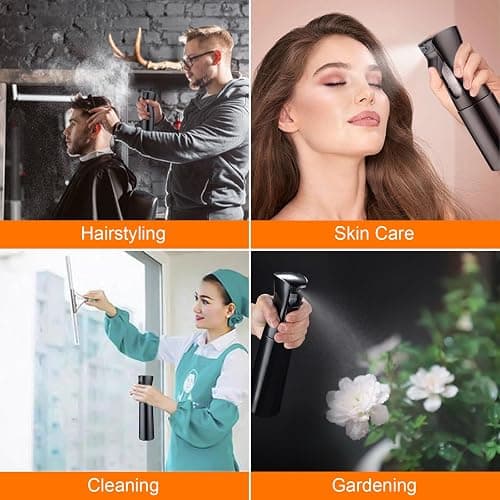 10OZ Continuous Spray Bottle - Hair & Face Ultra Fine Mist Spray Bottles, Refillable Empty Water Sprayer, Leak Proof Portable Spray Bottles for Hairstyling, Skincare, Plants, Cleaning, Pets, Travel | Fine spray mist approx. 0.3 seconds per operation, 360 degree use, refillable for hair, plants and household thumbnail 7