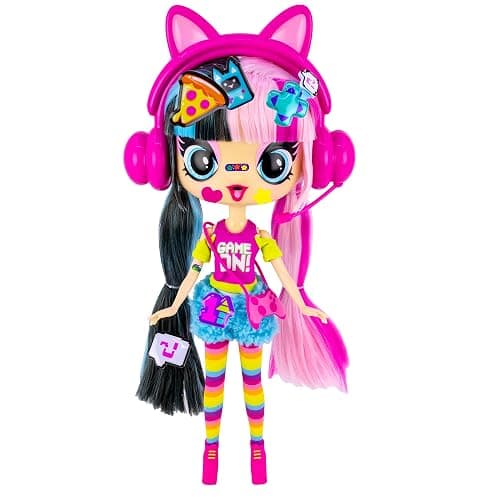 Decora Fashion Girlz Series 2– Pixelz The Gamer Girl – 11” Fabric-Costumed Posable Vinyl Doll with 50+ Surprises, Puffy & Flat Removable Stickers, Gamer Headset, and Accessories thumbnail 3