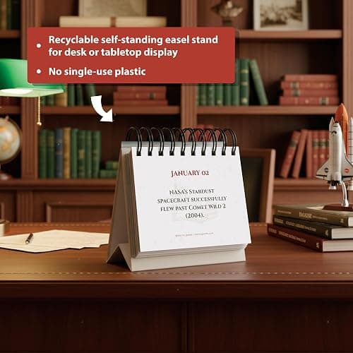 Today in History Perpetual Calendar | Daily World History Facts Desktop Calendar, This Day In Amazing History Trivia Facts & Achievements | History Buff Gift Page A Day Box Calendar with Historical Info For Every Day of The Year thumbnail 7
