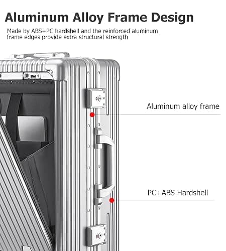 feilario 20in Aluminium Frame PC Hard Shell Spinner Wheels Luggage, Built-In TSA lock Carry on Suitcase, with Cup Holder, USB Port, Phone Holder thumbnail 3