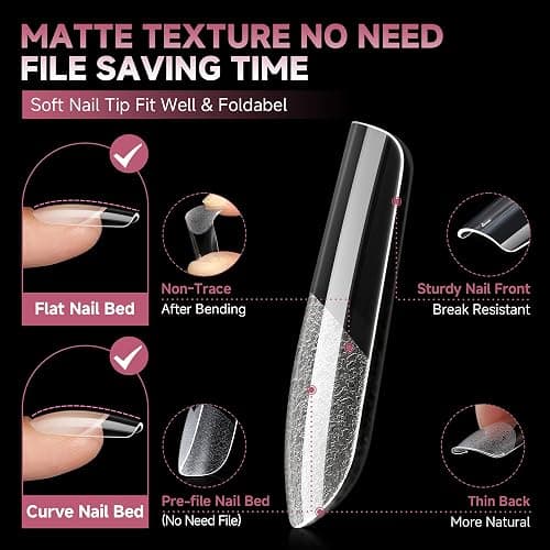 UNA GELLA Medium Square Nail Tips, 312pcs Medium Gel Nail Tips Square | Pre Etched Full Cover False Acrylic Nails Tips for Press On Nails DIY Art Salon 12 Sizes thumbnail 4