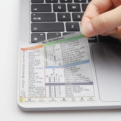 2-Pack Mac Keyboard Shortcut Stickers.Mac OS Shortcuts Sticker 2025 for 13-16 inch MacBook Pro/Air,-Clear thumbnail 4