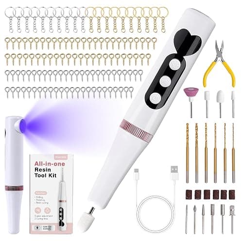 Resin Polishing Kit, Winartton Cordless Rotary Tool Kit for Resin Molding, Manicure, Wooden DIY Crafts, Electric Resin Drill with UV Light, 5-Speed Adjustable, 138 PCS Jewelry Making Kit - Image 1